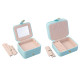 Creative Small Jewelry Box Multilayer Portable Travel Jewelry Box Leather Earrings Storage Box - Light Blue