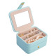 Creative Small Jewelry Box Multilayer Portable Travel Jewelry Box Leather Earrings Storage Box - Light Blue