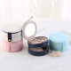 Round Jewelry Boxes Portable PU Leather Case 2 Layers Storage Organizer for Travel Home - Pink