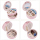 Round Jewelry Boxes Portable PU Leather Case 2 Layers Storage Organizer for Travel Home - Pink