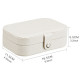 Mini Small Jewelry Organizer Display Storage Case for Women Earrings Rings Leather Box Organiser - White