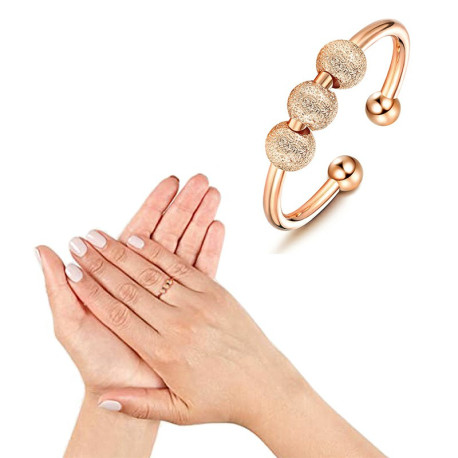 Spinning Fidget Peace Rings Spinner Open Rings - Rose Gold