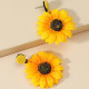 1 Pair Women Ear Stud Flower Pendant Exaggerated Dangle Drop Earrings