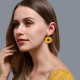 1 Pair Women Ear Stud Flower Pendant Exaggerated Dangle Drop Earrings