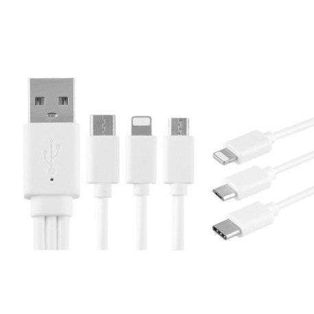 20cm 3 in 1 8 pin Micro USB Data Charging Cable for iPhone Samsung