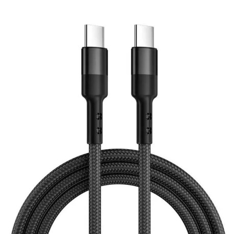 1m Length Nylon Braided USB-C Charging Cable - Black