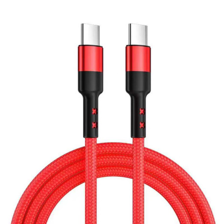 1m Length Nylon Braided USB-C Charging Cable - Red