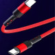 1m Length Nylon Braided USB-C Charging Cable - Red