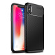 Carbon Fibre Soft TPU Silicone Slim Case Back Cover for iPhone X/XS - Black