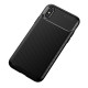 Carbon Fibre Soft TPU Silicone Slim Case Back Cover for iPhone X/XS - Black