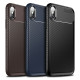 Carbon Fibre Soft TPU Silicone Slim Case Back Cover for iPhone X/XS - Black