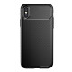 Carbon Fibre Soft TPU Silicone Slim Case Back Cover for iPhone X/XS - Black