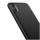 Carbon Fibre Soft TPU Silicone Slim Case Back Cover for iPhone X/XS - Black