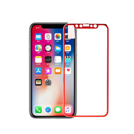 iPhone X/XS/11 Pro 3D Tempered Glass Metal Edge to Edge Screen Protector - Red