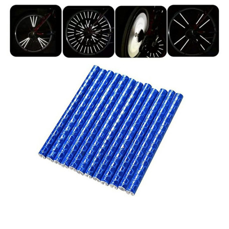 12 pcs Bike Wheel Spoke Reflector Warning Strip for BMX MTB Kids Road Mountain Bike - Blue