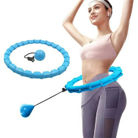 24 Knots Weighted Hula Hoop Adult Smart Hoola for Waist Fitness - Blue