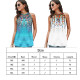 Ladies Beach Vest Top Flowy Tank Top Boho Sleeveless Top Camisole Pleated T Shirts - Light Blue 4XL