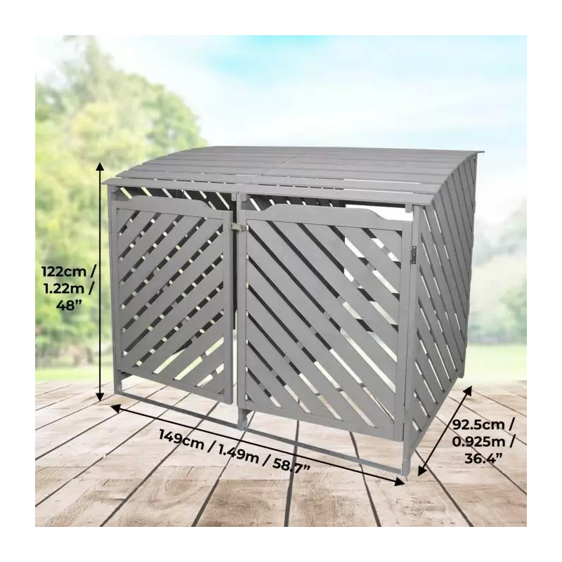 Uilas Grey Wash Double Wheelie Bin Storage 25730 Home & Garden NoteDue