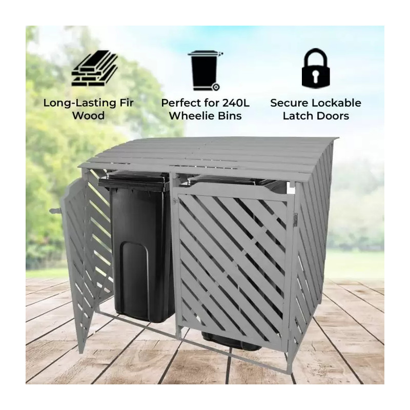 Uilas Grey Wash Double Wheelie Bin Storage 25730 Home & Garden NoteDue