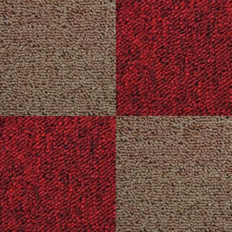 40 x Carpet Tiles 10m2 / Scarlet Red & Sand