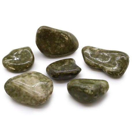 6x Large African Tumble Stones - Epidote Snowflake