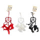 6x Bali Dreamcatchers - Small Heart - Black/White/Red