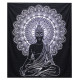 B&amp;W Double Cotton Bedspread + Wall Hanging - Buddha