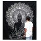 B&amp;W Double Cotton Bedspread + Wall Hanging - Buddha