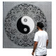 B&amp;W Double Cotton Bedspread + Wall Hanging - Ying yang