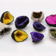 Coloured Calsite Geodes - Natural Rock - Purple &amp; Gold