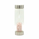 Crystal Infused Glass Water Bottle - Rejuvenating Rose Quartz - Chips