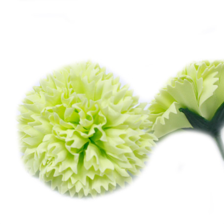 10x Craft Soap Flowers - Carnations - Lime