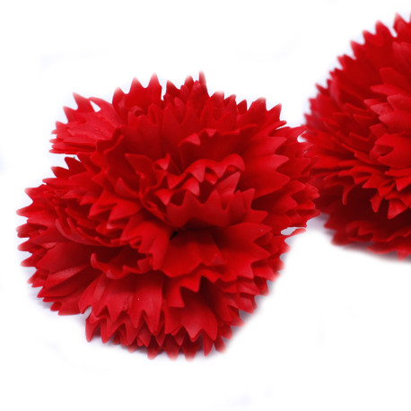 10x Craft Soap Flowers - Carnations - Red