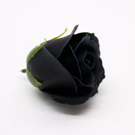 10x Craft Soap Flowers - Med Rose - Black With white Rim