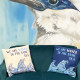 3x Printed Cotton Cushion Cover - We are Waves - Grey, Blue and Natural