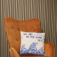 3x Printed Cotton Cushion Cover - We are Waves - Grey, Blue and Natural