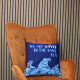 3x Printed Cotton Cushion Cover - We are Waves - Grey, Blue and Natural