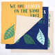 3x Printed Cotton Cushion Cover - We are Leaves - Yellow, Blue and Natural