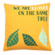 3x Printed Cotton Cushion Cover - We are Leaves - Yellow, Blue and Natural