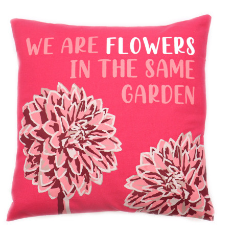 3x Printed Cotton Cushion Cover - We are Flowers - Olive, Pink and Natural