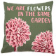 3x Printed Cotton Cushion Cover - We are Flowers - Olive, Pink and Natural