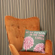 3x Printed Cotton Cushion Cover - We are Flowers - Olive, Pink and Natural