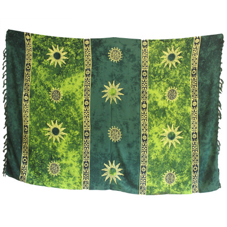 Bali Celtic Sarongs - Sun Symbols - Green