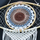 Protection Dream Catcher - Lrg Macrame Evil Eye White/ Grey/Brown