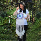 Protection Dream Catcher - Lrg Macrame Evil Eye White/ Grey/Brown