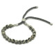 925 Silver Plated Gemstone Charcoal String Bracelet - Dalmatian Jasper