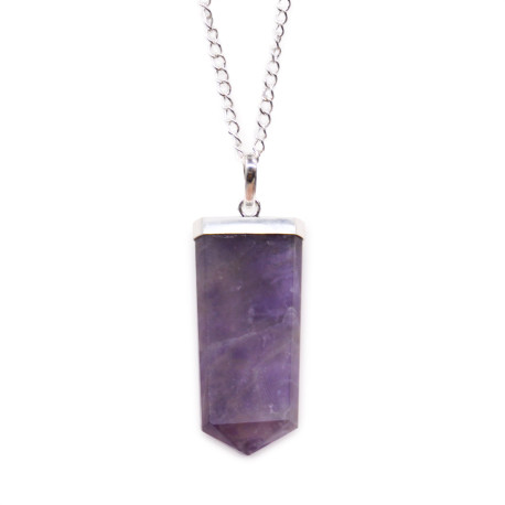 Gemstone Flat Pencil Pendant - Amethyst