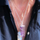 Gemstone Flat Pencil Pendant - Amethyst