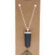 Gemstone Flat Pencil Pendant - Black Agate