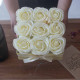 Soap Flower Gift Bouquet - 9 Cream Roses - Square